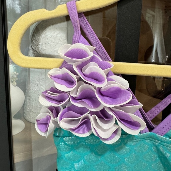 Floatimini Mermaid ruffle one piece swimsuit toddler girl Petal ariel crisscross - Picture 4 of 7